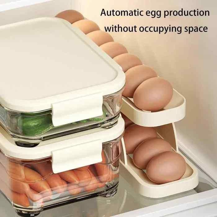 Automatically Rolling Egg Holder Container Display Rack