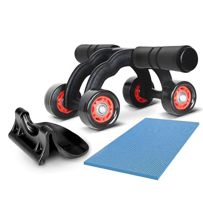 4 Wheel Unisex Ab Roller with Knee Mat