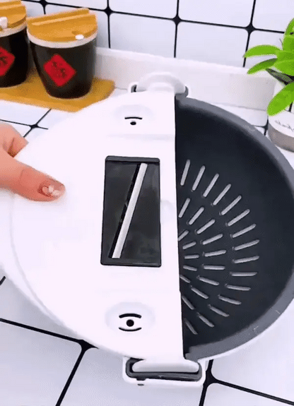 Multifunction Vegetable Cutter with Wet Rotating Drain Basket