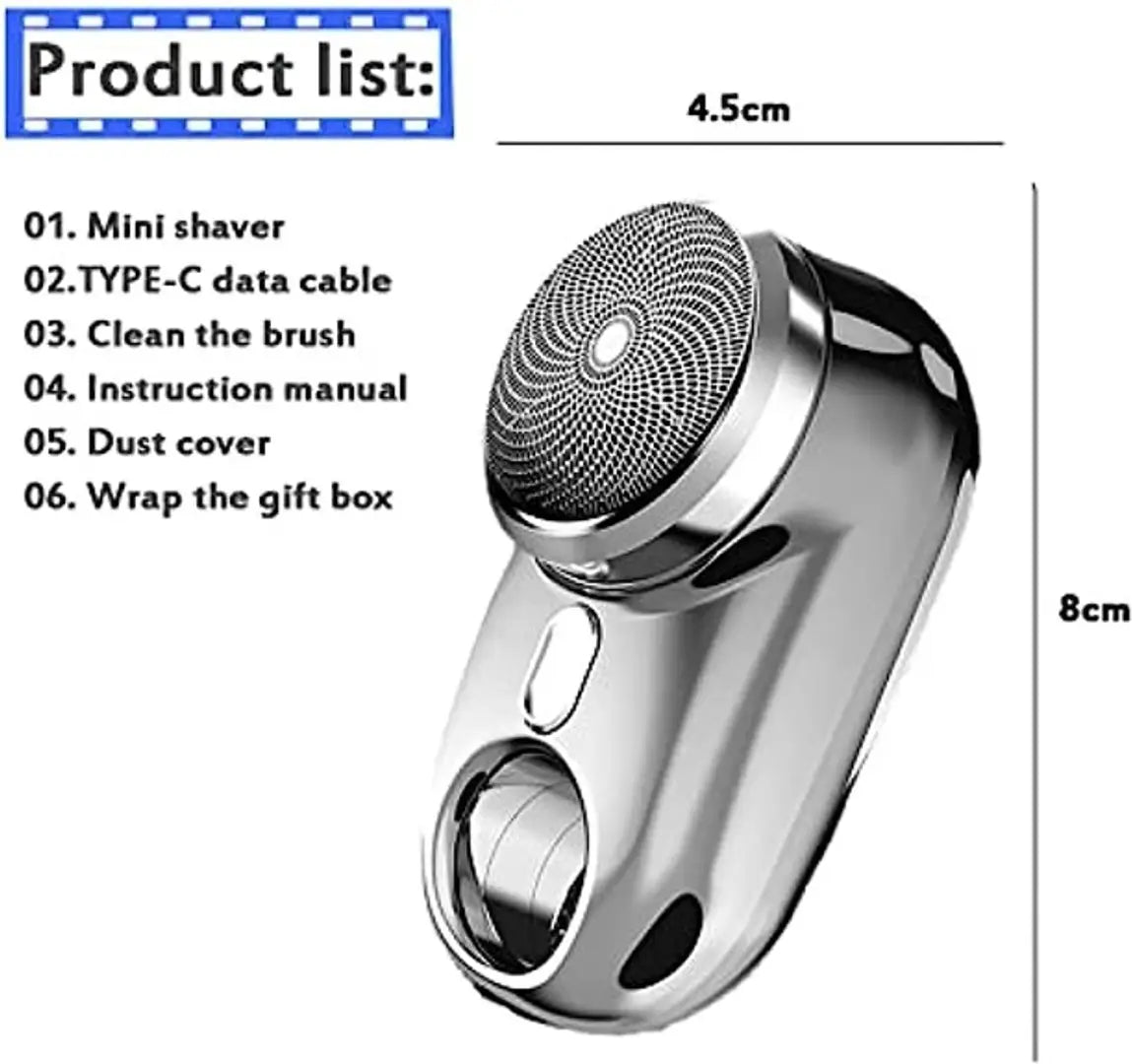 Mini-Shave Portable Electric Shaver Zao, Electric Face Razor for Men,Mini Shaver Portable Electric Shaver,Mini-Shave Portable Electric Shaver (Silver, Green)